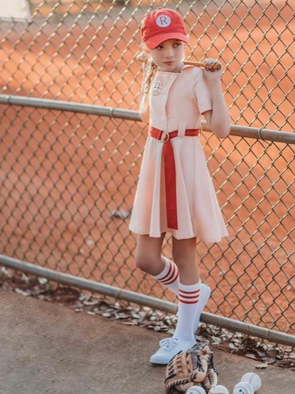 NWT Only Little Once Girls Baseball Halloween Costume League of their Own-size 5